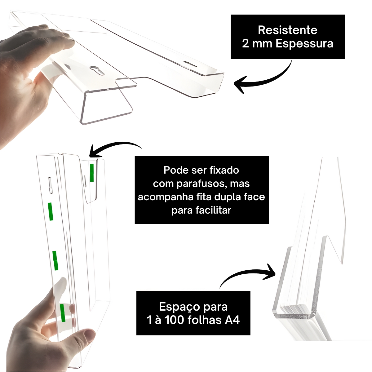Display Porta Folha Prontuário De Parede A4 Acrílico Ps