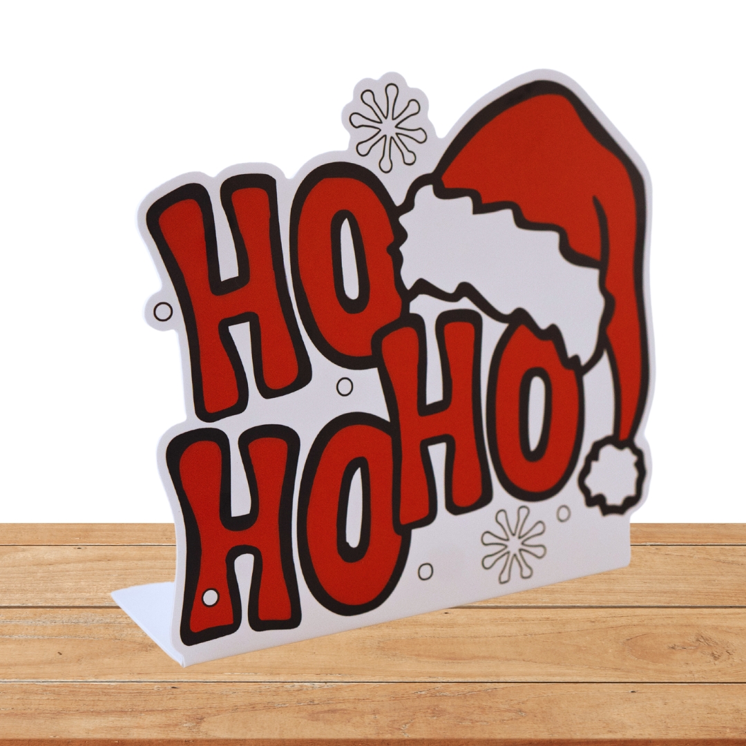 Display de Mesa Enfeite Natal Ho Ho Ho Decorativo 24x15 cm