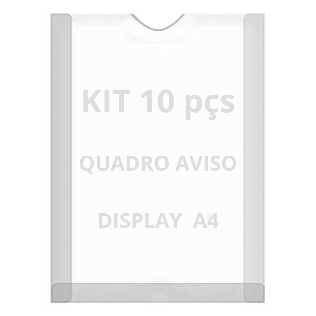 Displays Parede Folha A4 Petg Cristal Quadro Aviso Kit 10 pçs