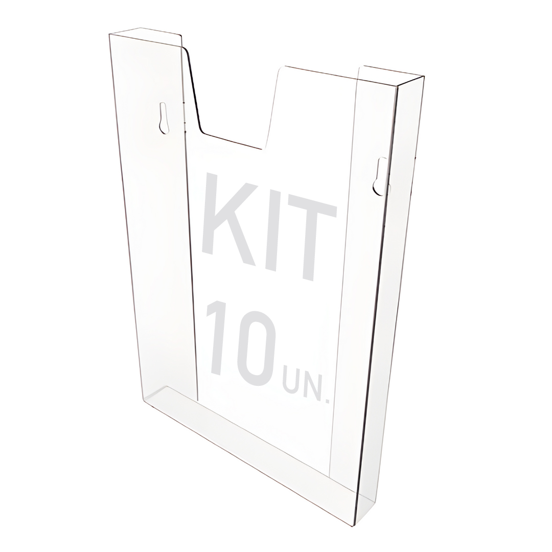 Kit 10 Displays Porta Folha Prontuário Parede A4 Acrílico Ps