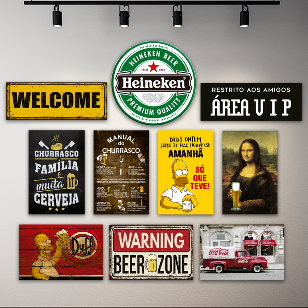 Kit 10 Placas Decorativas Bebidas Cervejas Frases