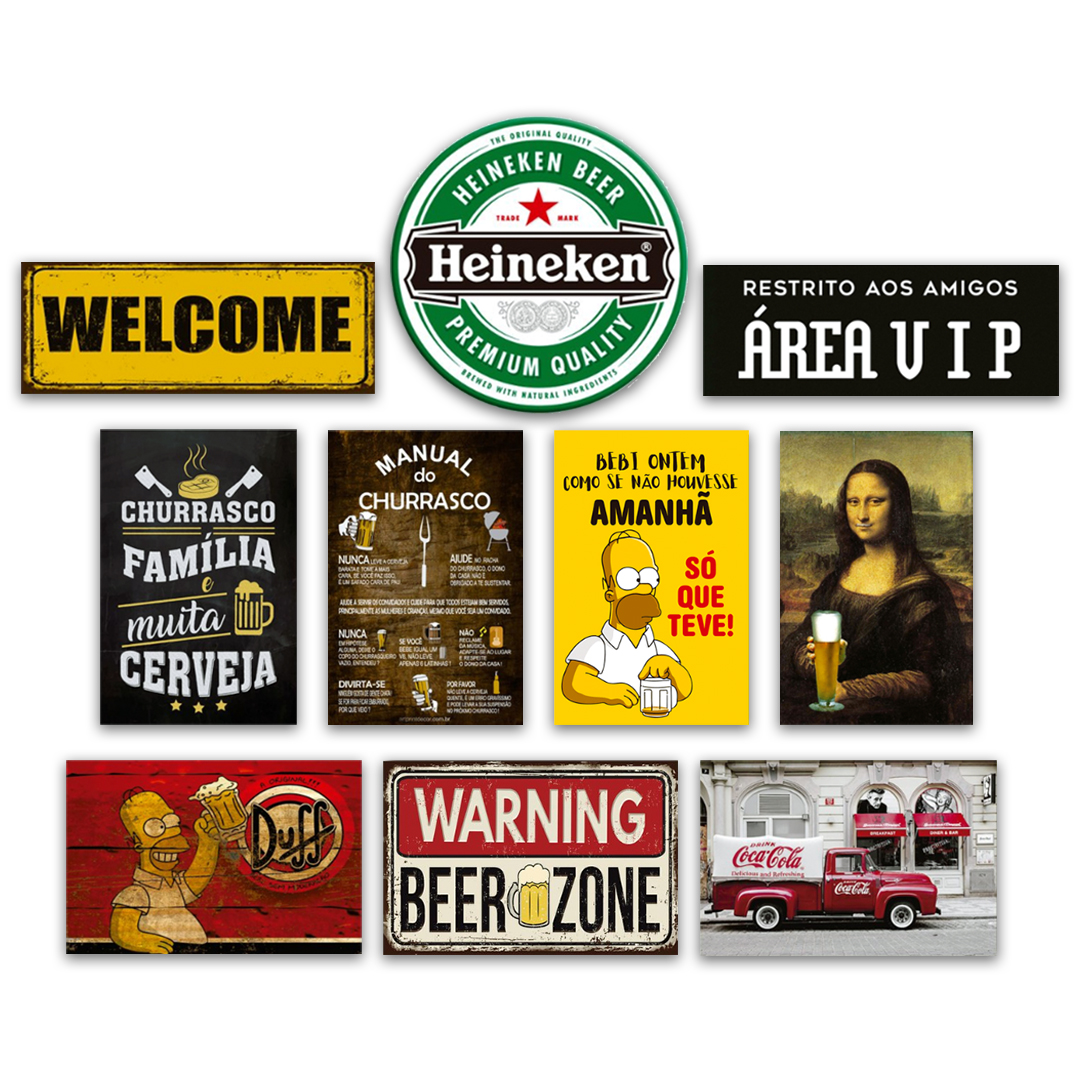 Kit 10 Placas Decorativas Bebidas Cervejas Frases