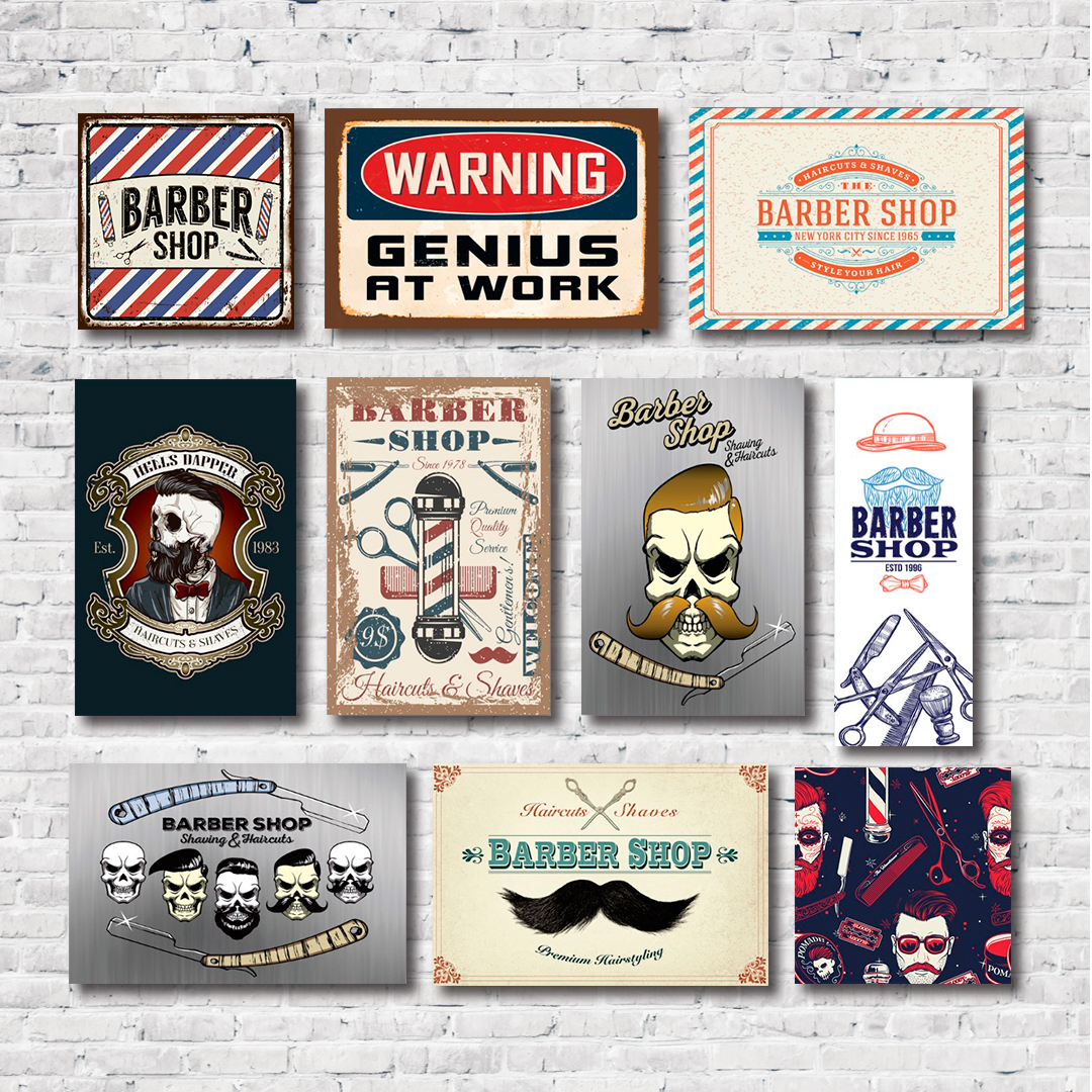 Kit 10 Placas Decorativas Mdf Barbearia Barber Shop