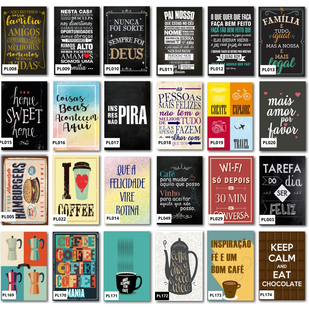Kit 10 Placas Frases Cozinha Café 20x30 cm Você Escolhe