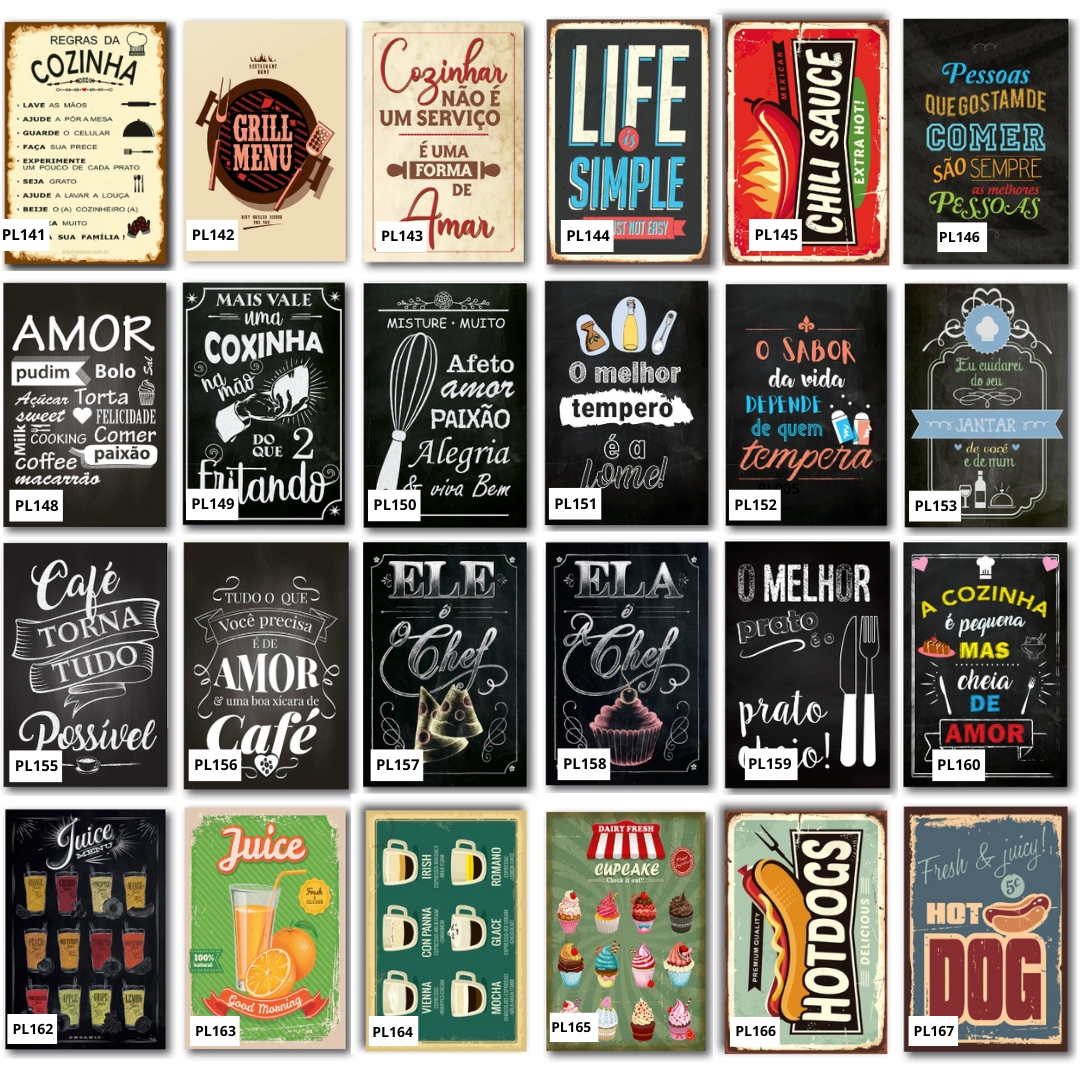 Kit 10 Placas Frases Cozinha Café 20x30 cm Você Escolhe