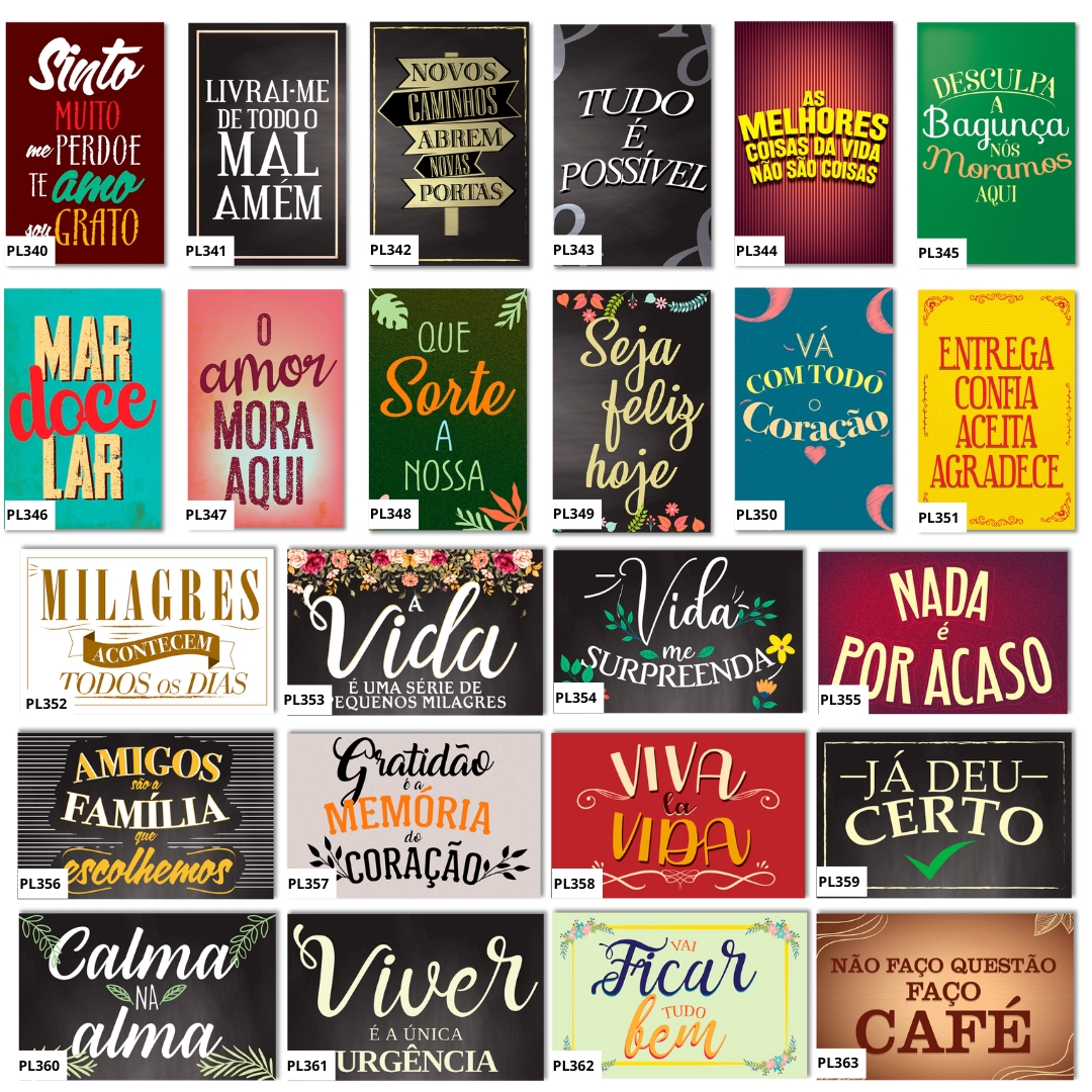 Kit 10 Placas Frases Cozinha Café 20x30 cm Você Escolhe