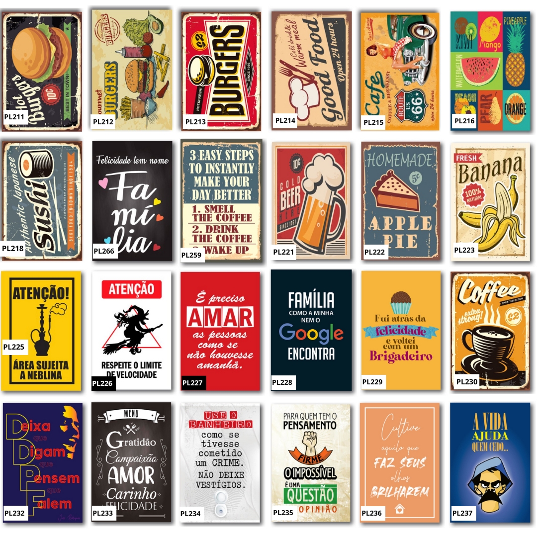 Kit 10 Placas Frases Cozinha Café 20x30 cm Você Escolhe