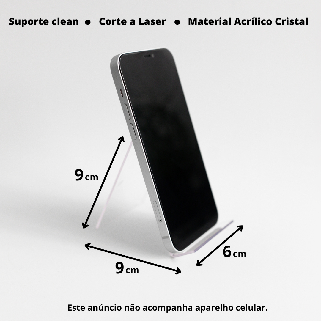 Kit 10 Suporte Celular Expositor de mesa Acrílico PS Cristal