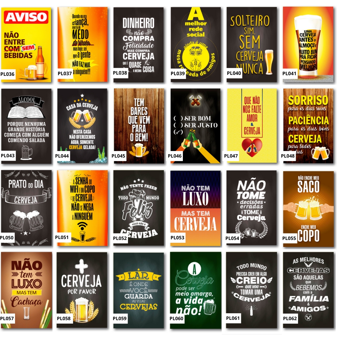 Kit 15 Placas Bebidas Frases Churrasco 20x13cm Você Escolhe