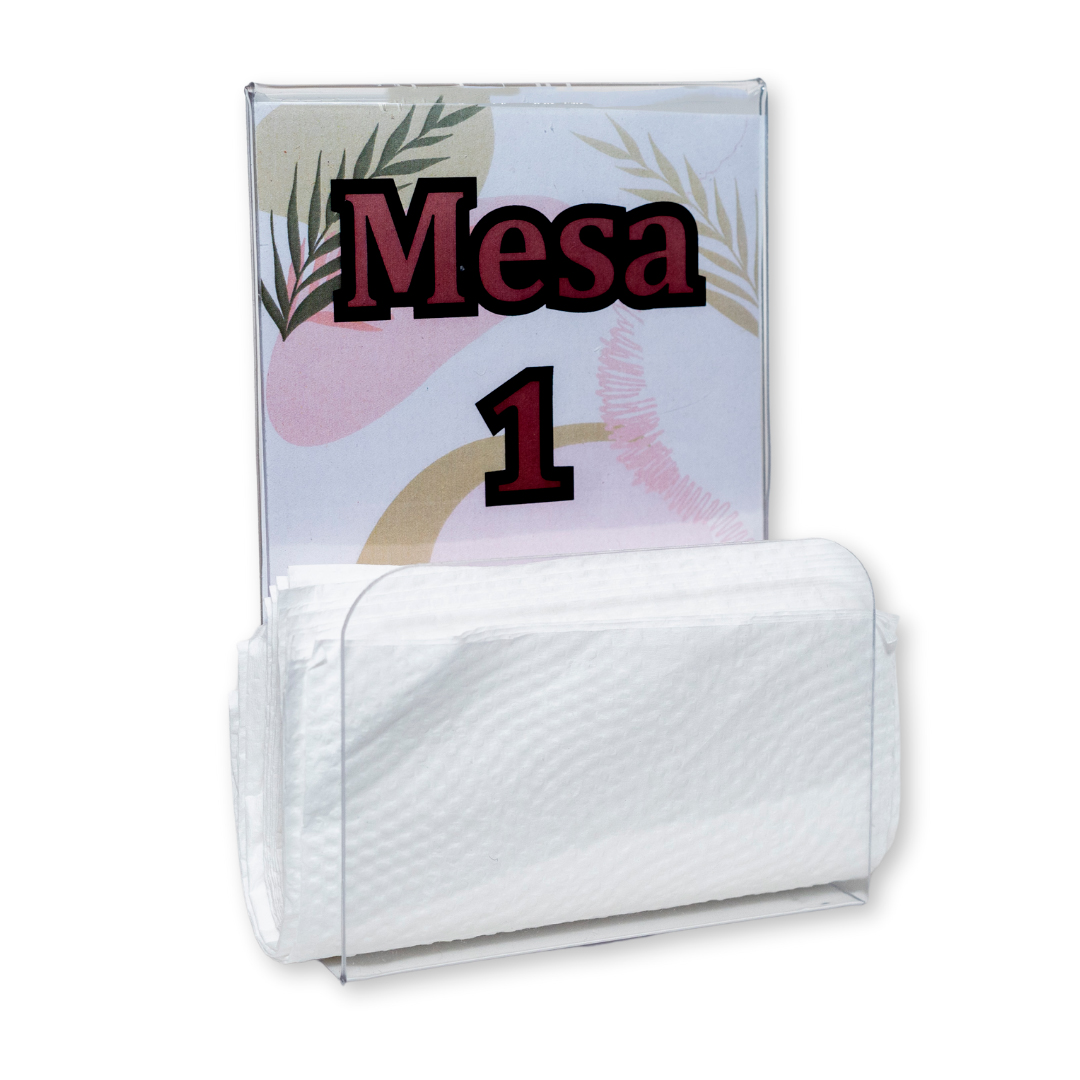 Kit 15 Porta Guardanapos Com Expositor A6 T Acrílico PS Cristal Mesa