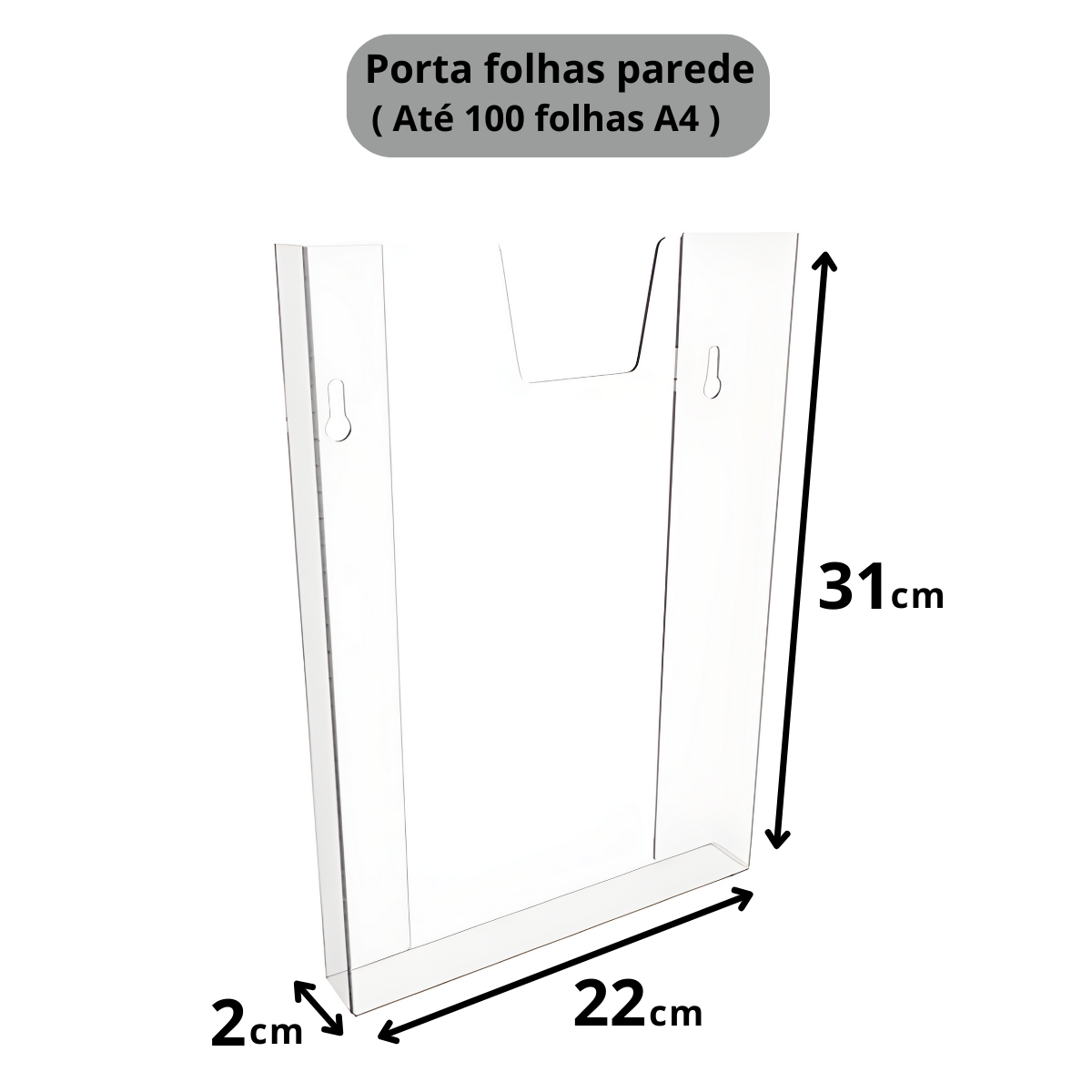 Kit 3 Displays Porta Folha Prontuário Parede A4 Acrílico Ps