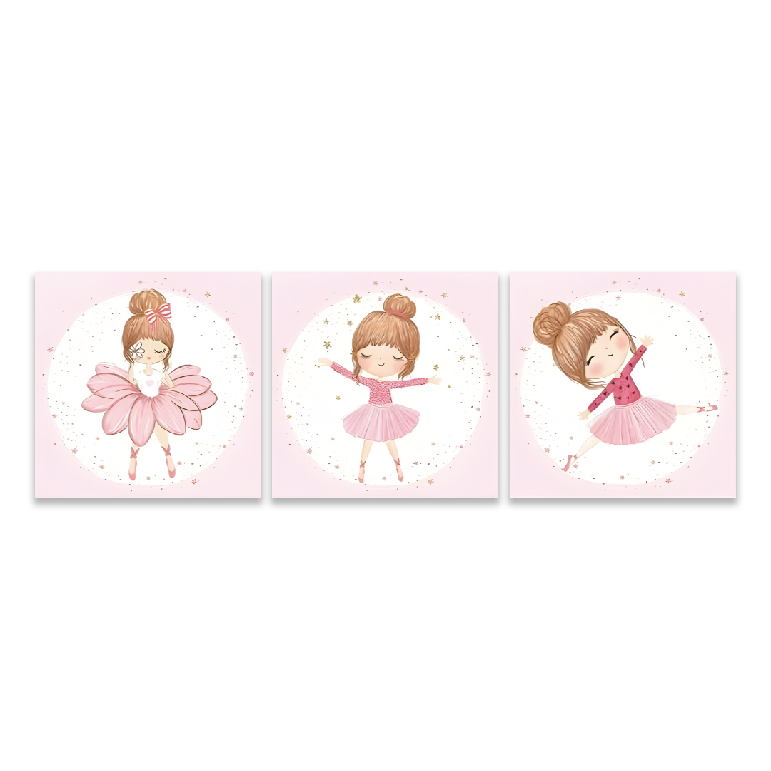 Kit 3 Quadros Bailarinas Crianças Infantil Quarto Menina Mdf