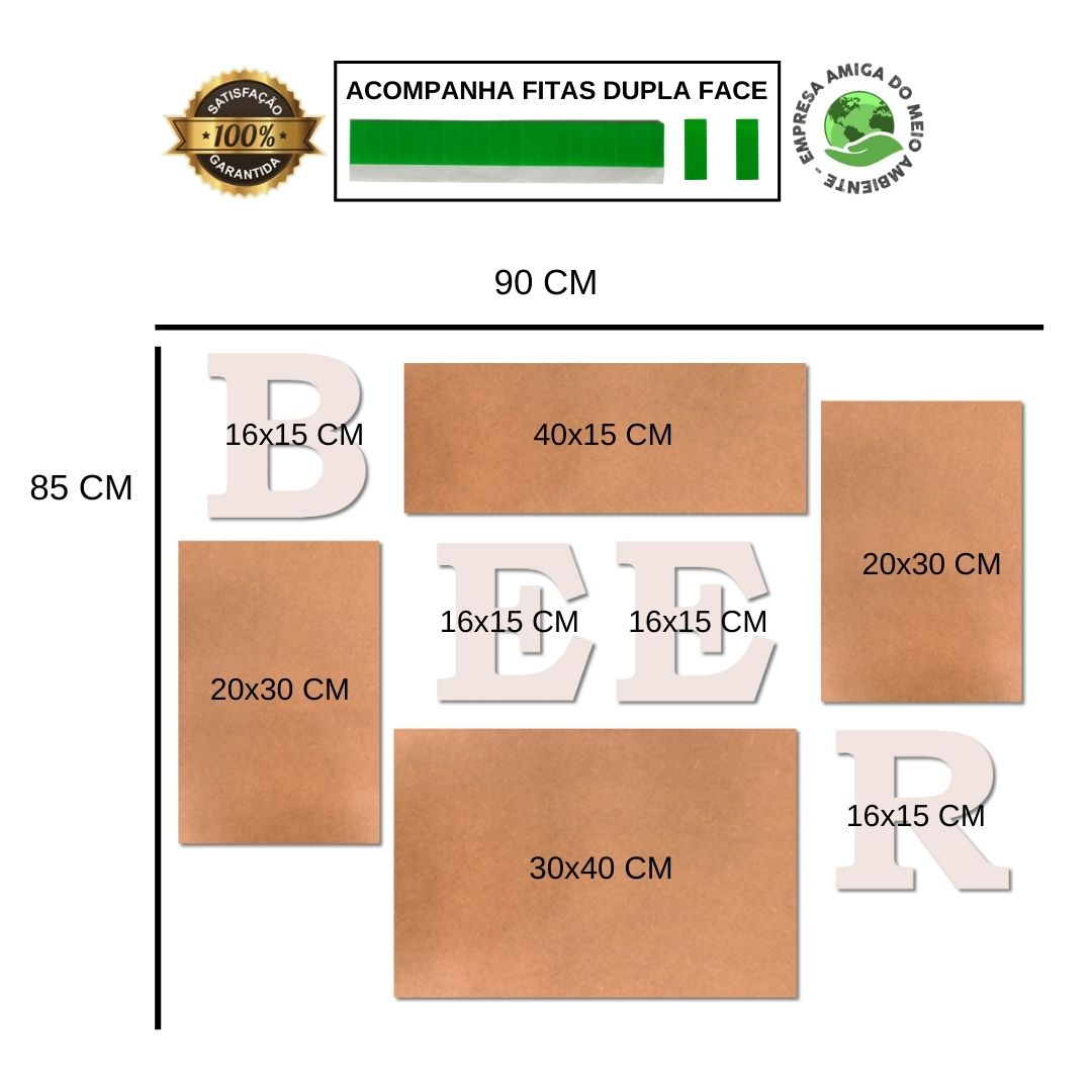 Kit 4 Placas Decorativas Cervejas Churrasco C/ Letras BEER
