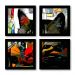 Kit 4 Quadros Decorativos Mosaico Gato Geométrico