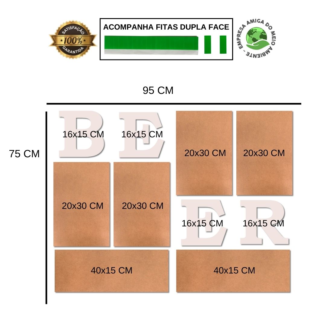 Kit 6 Placas Decorativas Cervejas Bebidas C/ Letras BEER