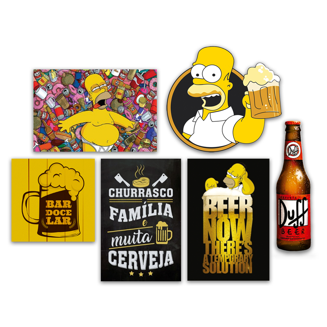 Kit 6 Placas Decorativas Cervejas Frases Bebidas Churrasco
