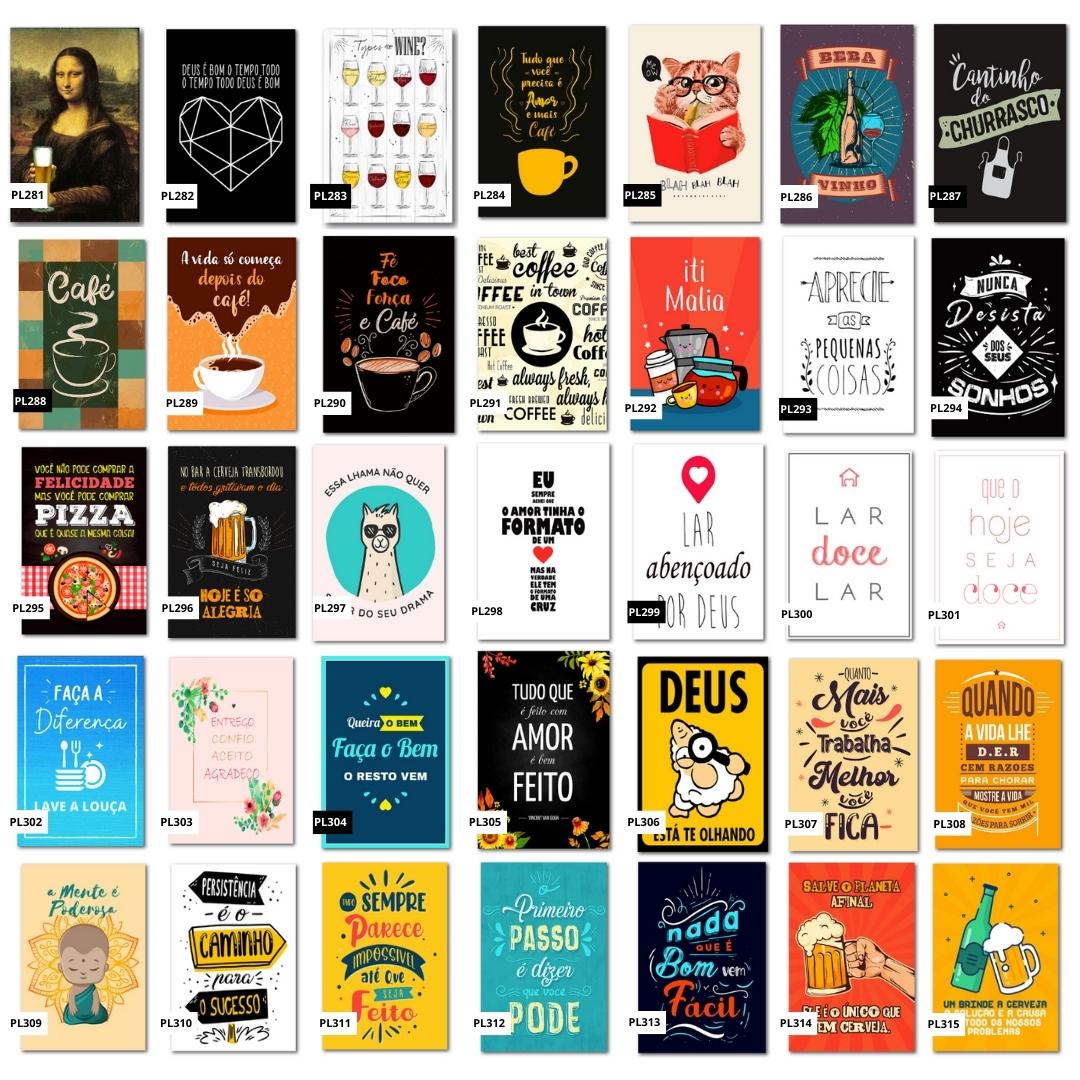 Kit 6 Placas Mdf 20x30cm Bebidas Frases Cozinha Você Escolhe