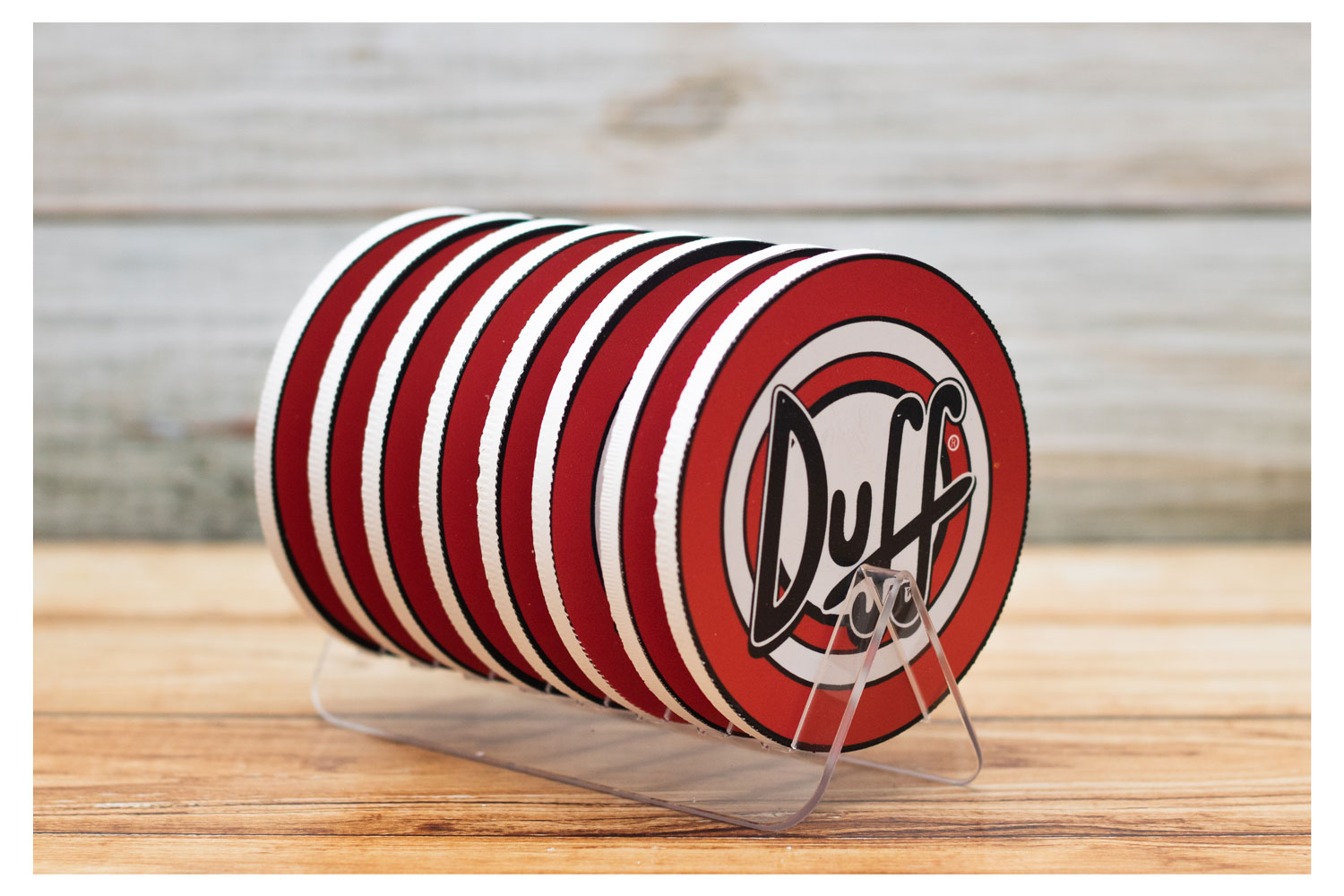 Kit 8 Bolachas Porta Copos Duff Em Plástico Com Suporte