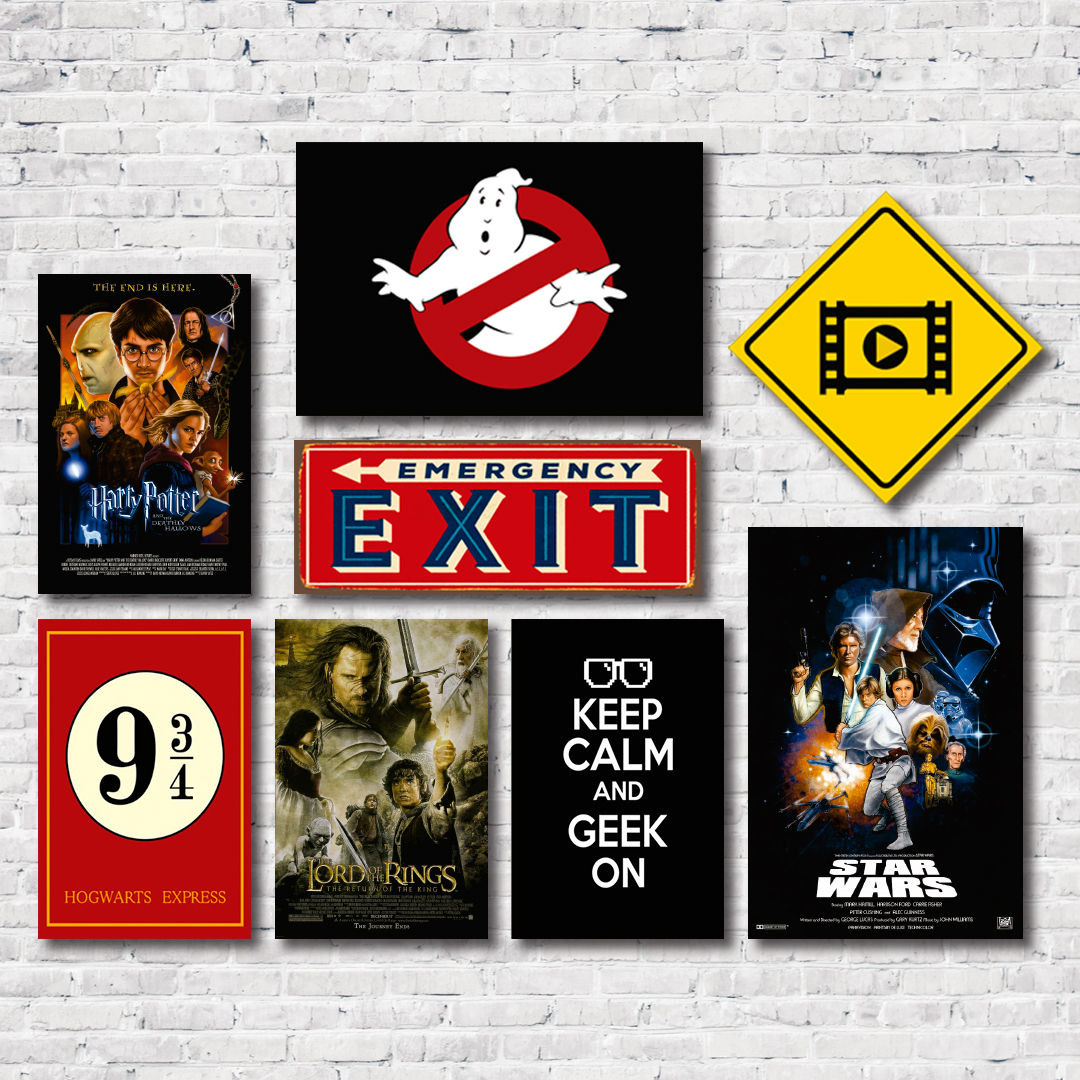 Kit 8 Placas Decorativas Geek Filmes Harry Potter Mdf