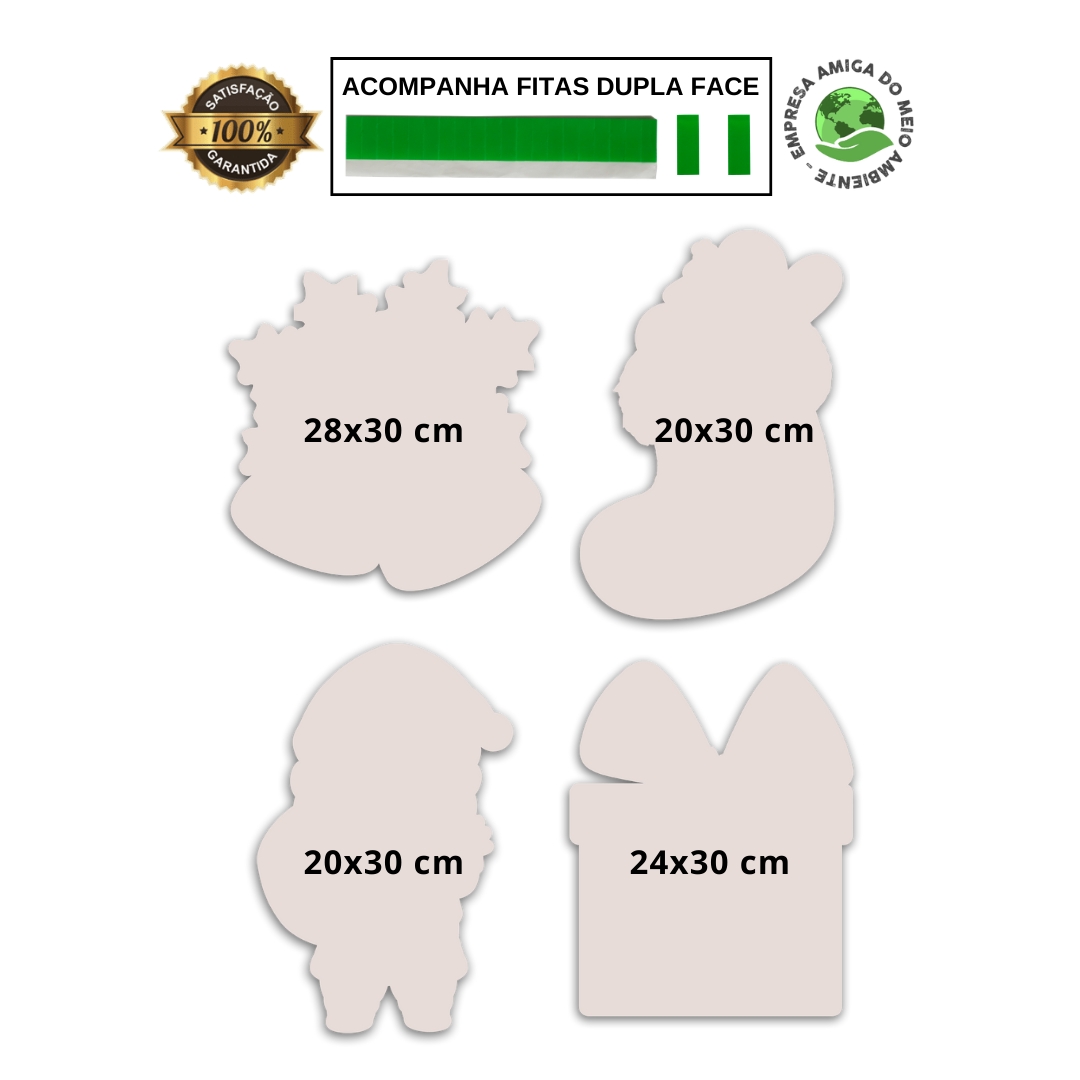 Kit Natal 4 Placas Decorativas Papai Noel Enfeite Presente