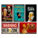 Kit Placas Decorativas Frases Bebidas Mdf 5 pçs 20x30 cm