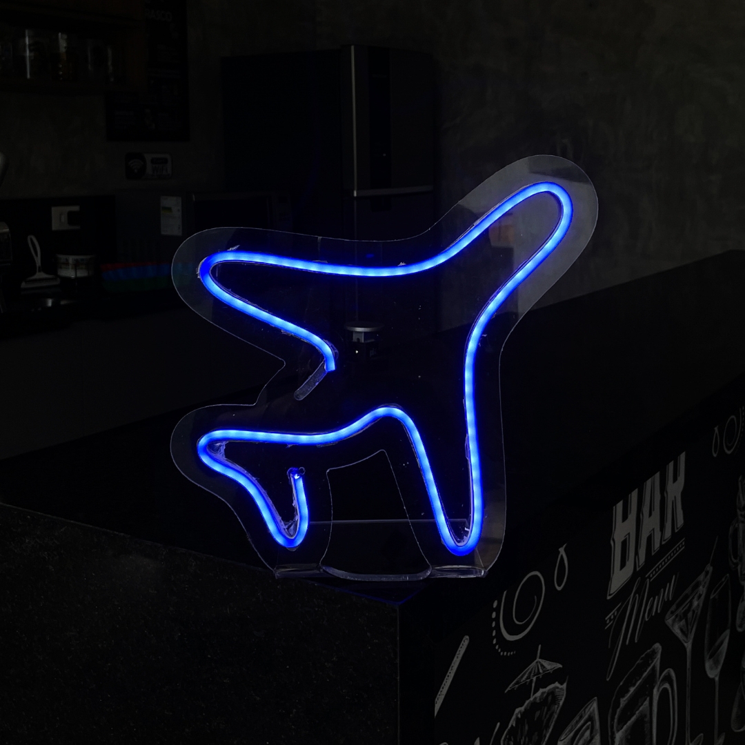 Painel Neon Led Avião Viagem de Mesa Decoração Acrílico