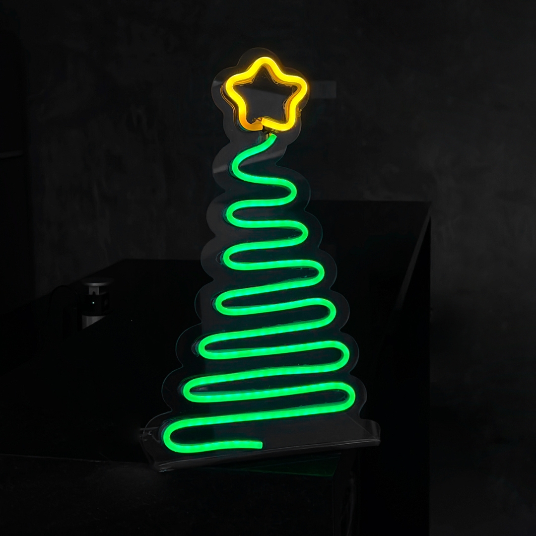 Painel Neon Led Árvore Natal Enfeite de Mesa Acrílico