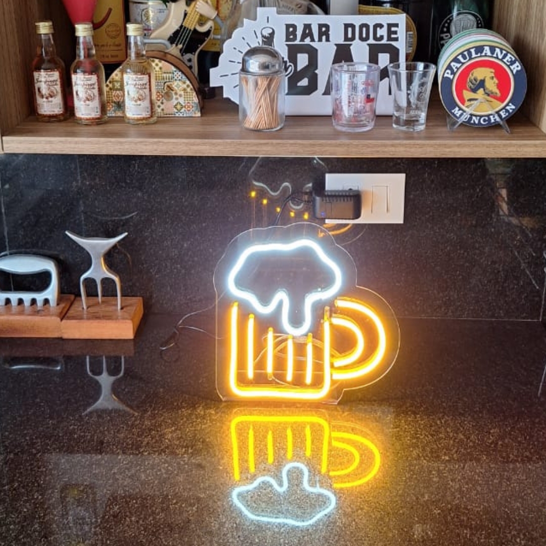 Painel Neon Led Cerveja Bebida de Mesa Decoração Acrílico