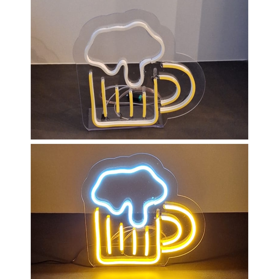 Painel Neon Led Cerveja Bebida de Mesa Decoração Acrílico