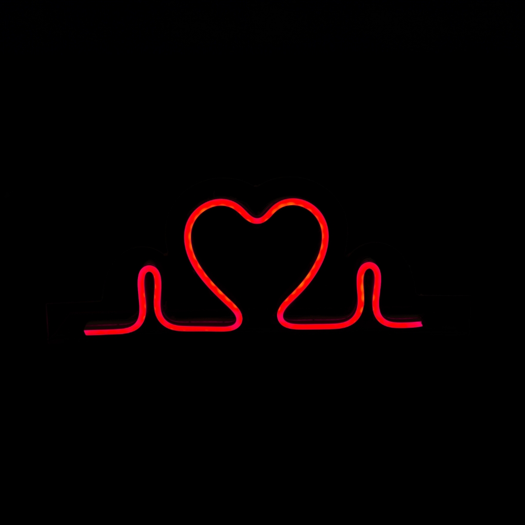 Painel Neon Led Coração Letreiro de Mesa Decoração Acrílico