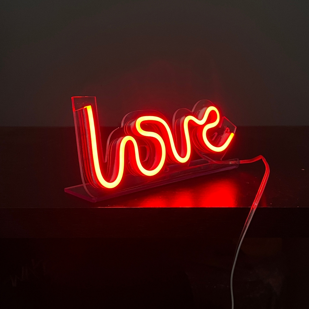 Painel Neon Led Love Letreiro de Mesa Decoração Acrílico