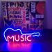 Painel Neon Led Música Guitarra de Mesa Decoração Acrílico