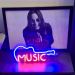Painel Neon Led Música Guitarra de Mesa Decoração Acrílico