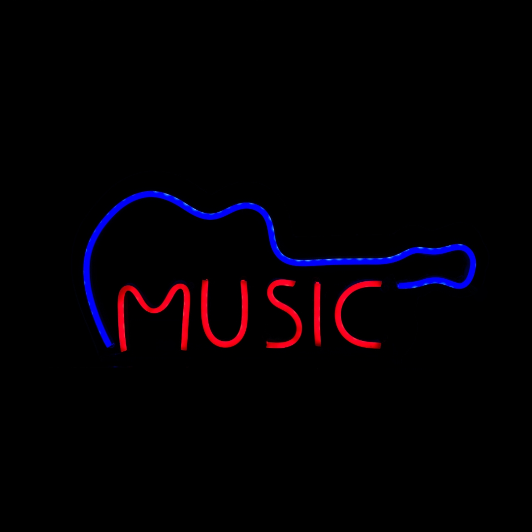 Painel Neon Led Música Guitarra de Mesa Decoração Acrílico