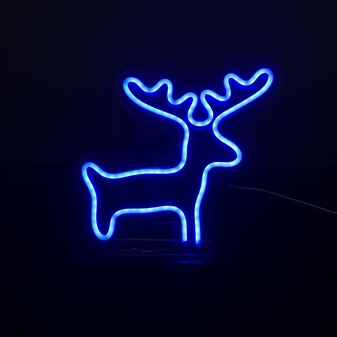 Painel Neon Led Natal Alce de Mesa Decoração Acrílico