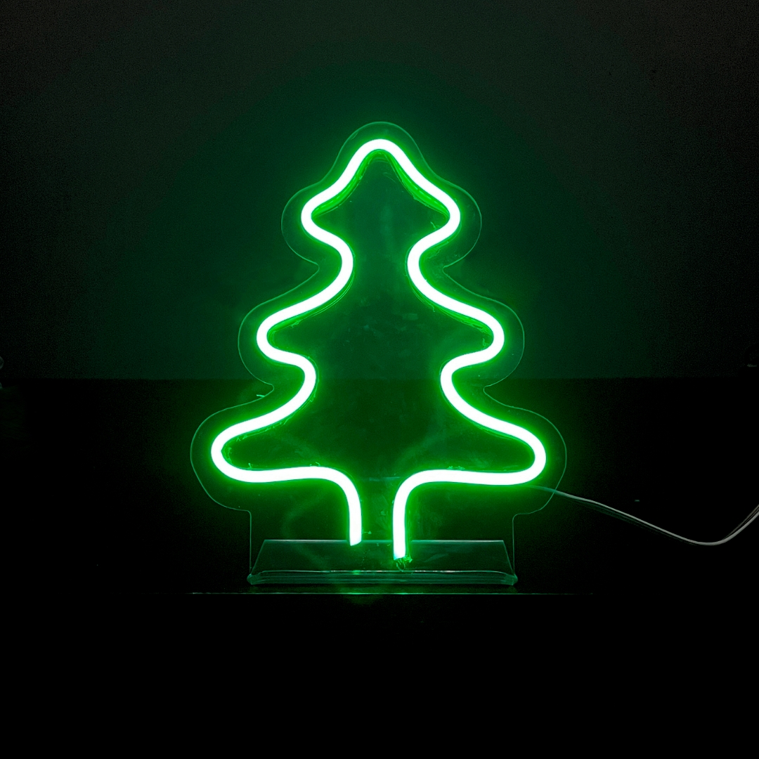 Painel Neon Led Natal Árvore de Mesa Decoração Acrílico