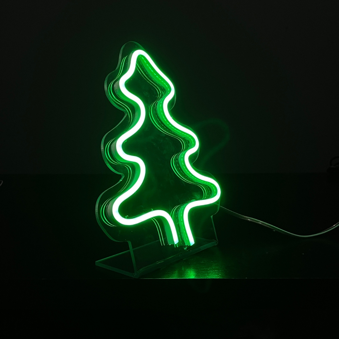 Painel Neon Led Natal Árvore de Mesa Decoração Acrílico
