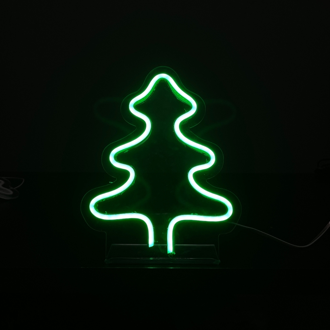 Painel Neon Led Natal Árvore de Mesa Decoração Acrílico