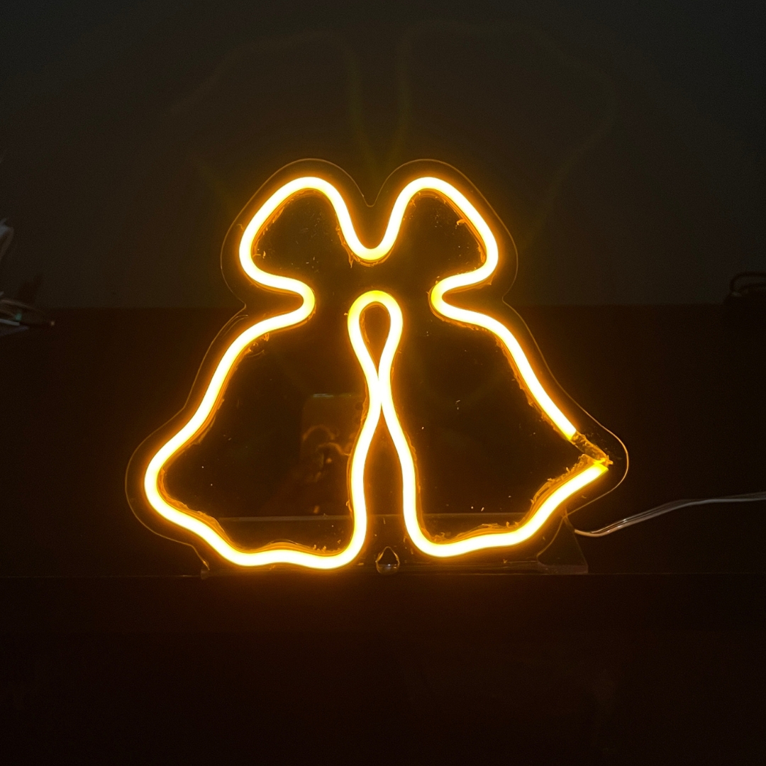 Painel Neon Led Natal Sino de Mesa Decoração Acrílico