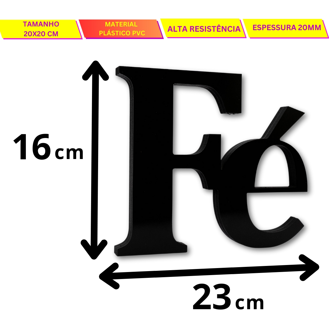 Palavra Decorativa de Mesa Fé Plástico Pvc 23x16 cm