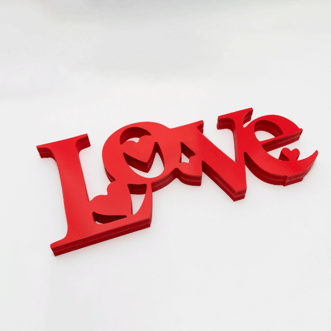 Palavra Decorativa de Mesa Love Amor Plástico Pvc 30x13 cm