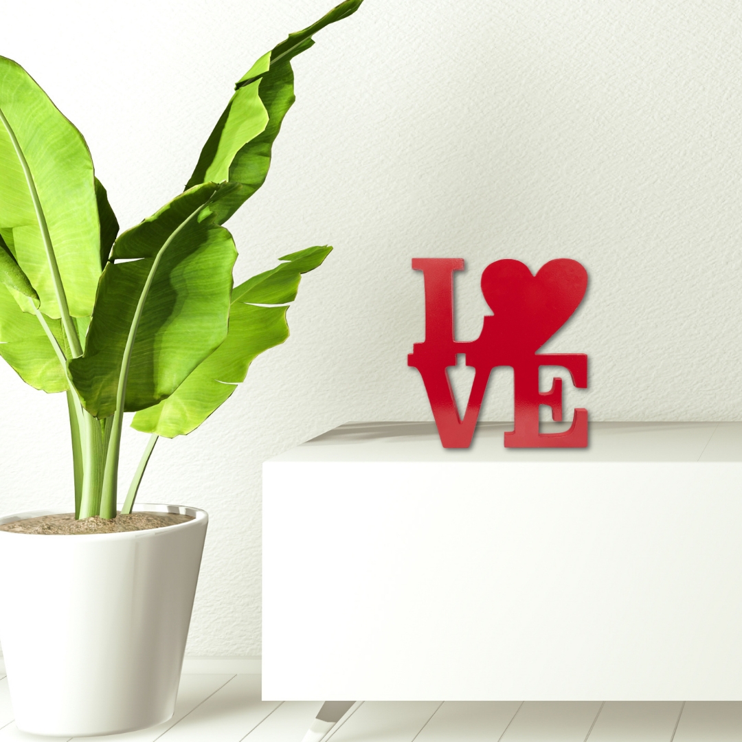 Palavra Decorativa de Mesa Love Coração Plástico Pvc 20x20cm