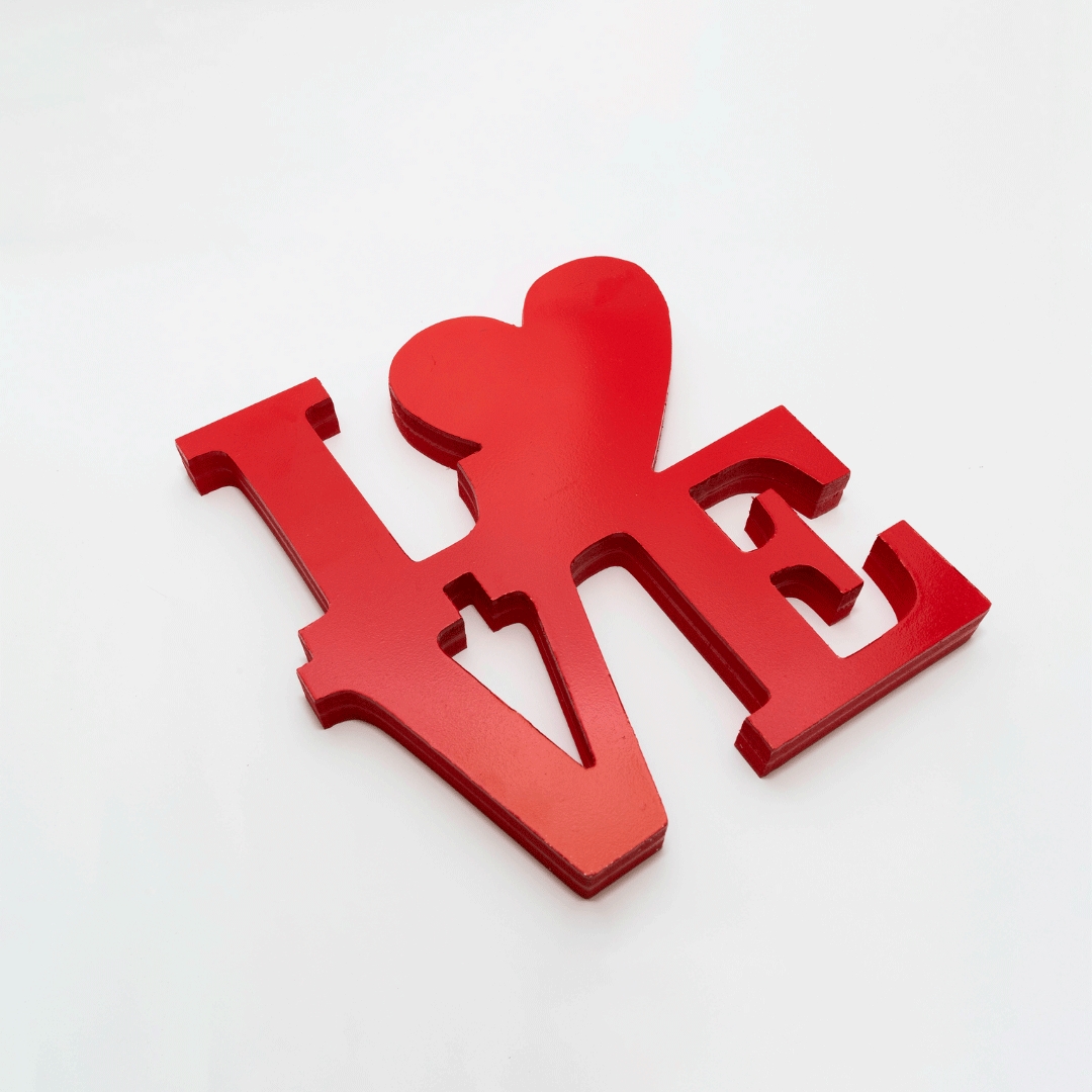 Palavra Decorativa de Mesa Love Coração Plástico Pvc 20x20cm