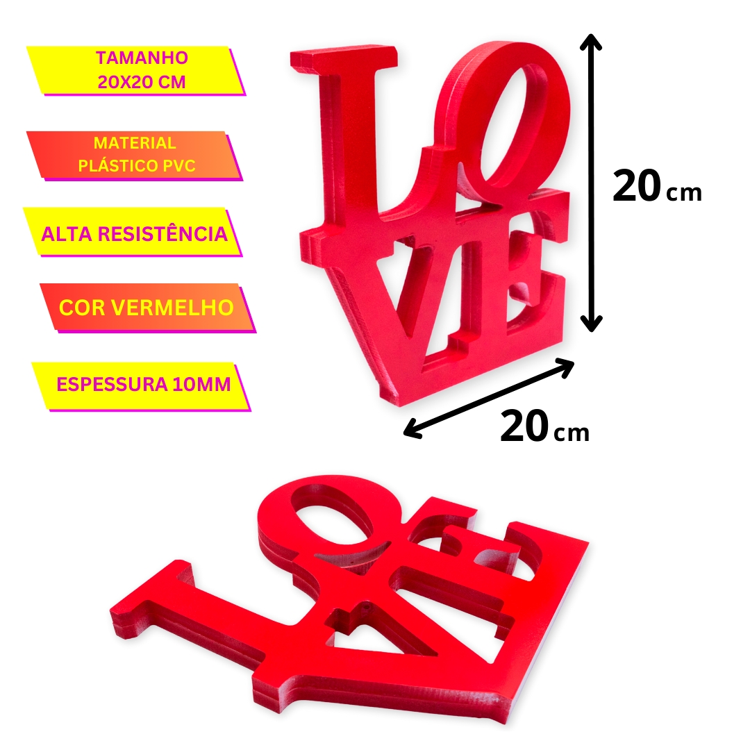Palavra Decorativa de Mesa Love Plástico Pvc 20x20 cm