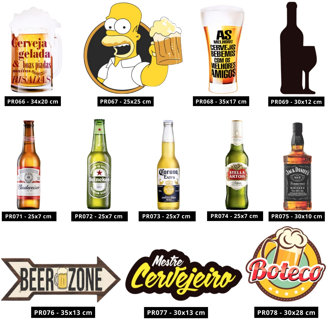Placa Decorativa Bandas Rock Cervejas Recorte Você Escolhe