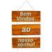 Placa Decorativa Frases Bem Vindos Com Corda 70x40 Cm