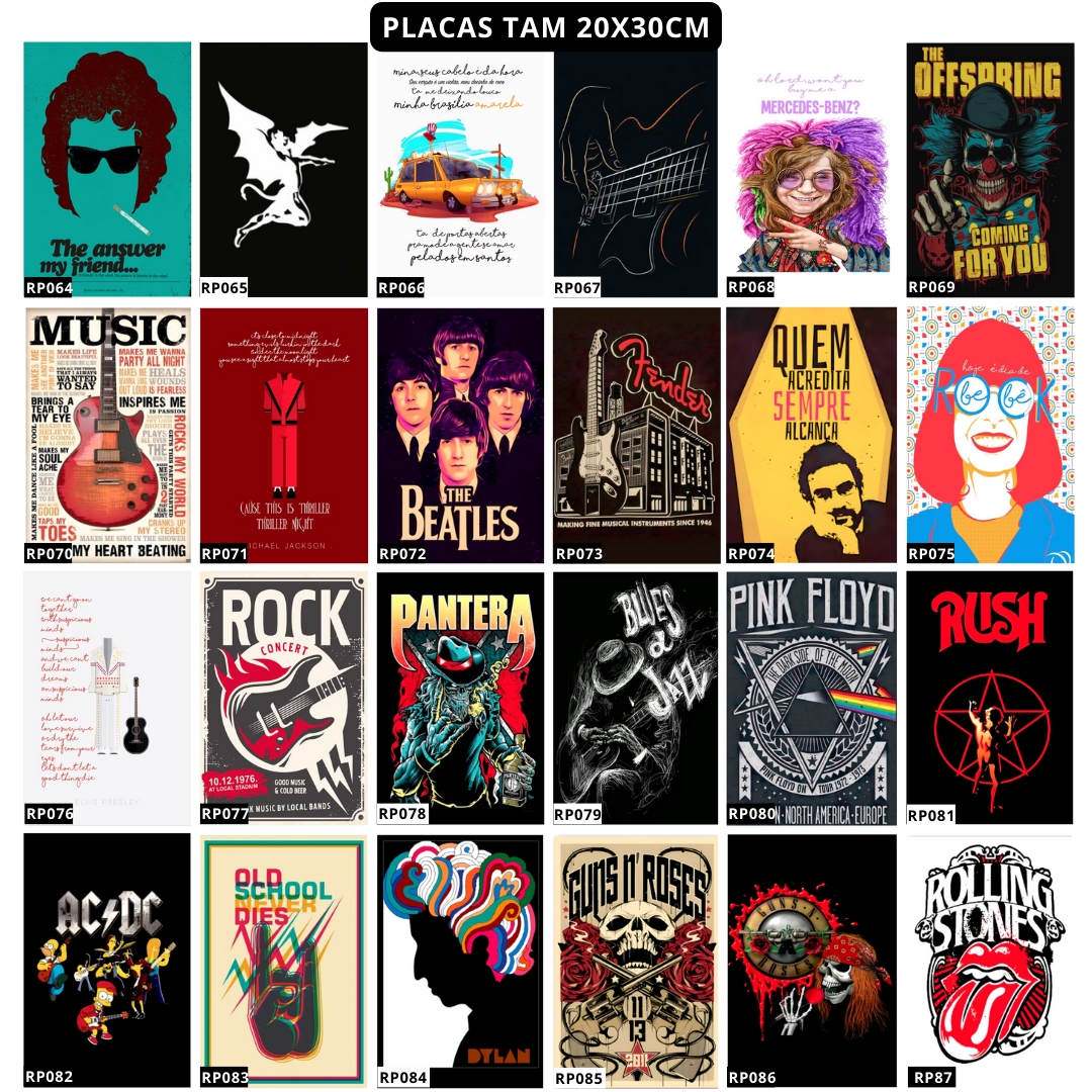 Placa Decorativa Rock Bandas Artistas Pop MDF Você Escolhe