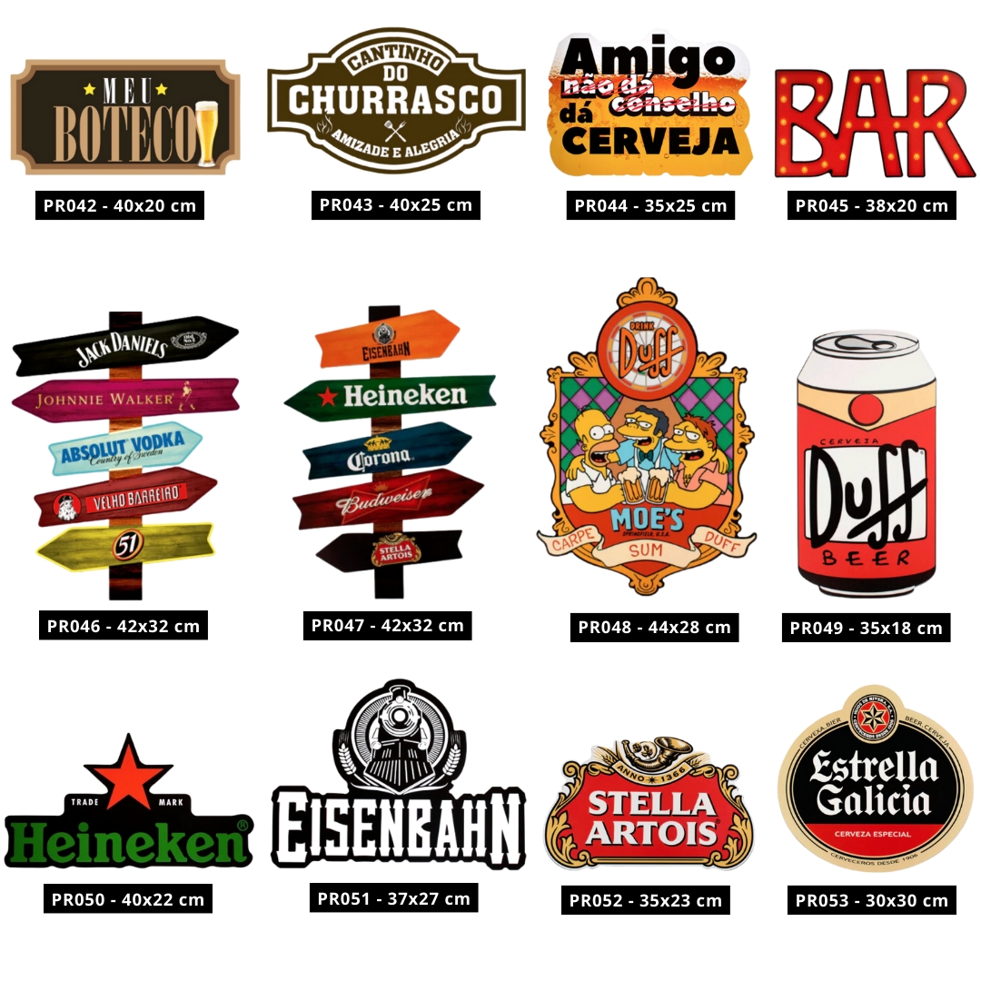 Placa Decorativa Rock Bandas Cervejas Recorte Você Escolhe