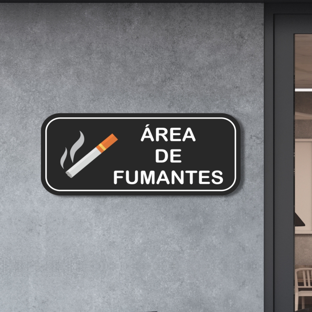 Placa de Sinalização Aviso Área de Fumantes 25x10 cm