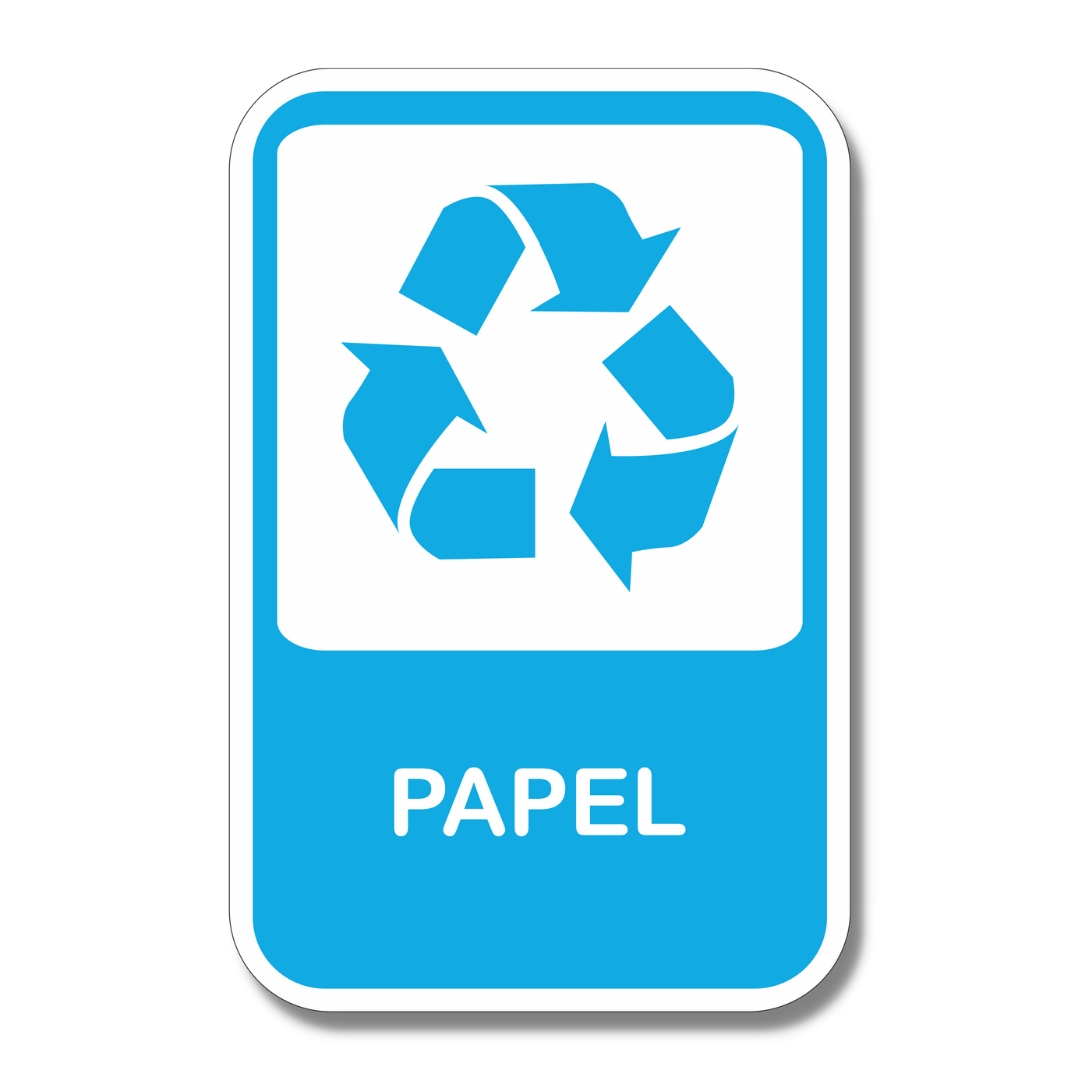 Placa de Sinalização Aviso Reciclagem Papel 20x13 cm